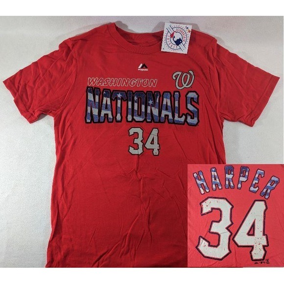 Majestic Other - Majestic‎ Youth Large 14 Washington Nationals Nats MLB T‑Shirt Tee Shirt NEW